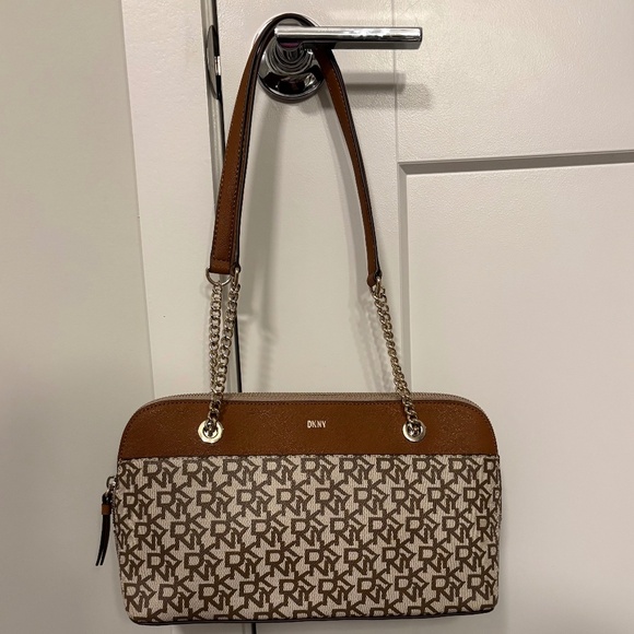 DKNY Brown And Tan Medium Logo Handbag - Picture 1 of 13